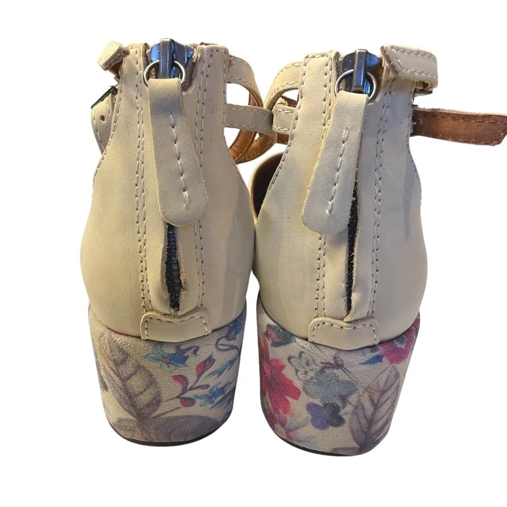 Gee Wawa Anthropologie Women's Daisy Floral Platform Shoes Ankle Strap Size‎ 6